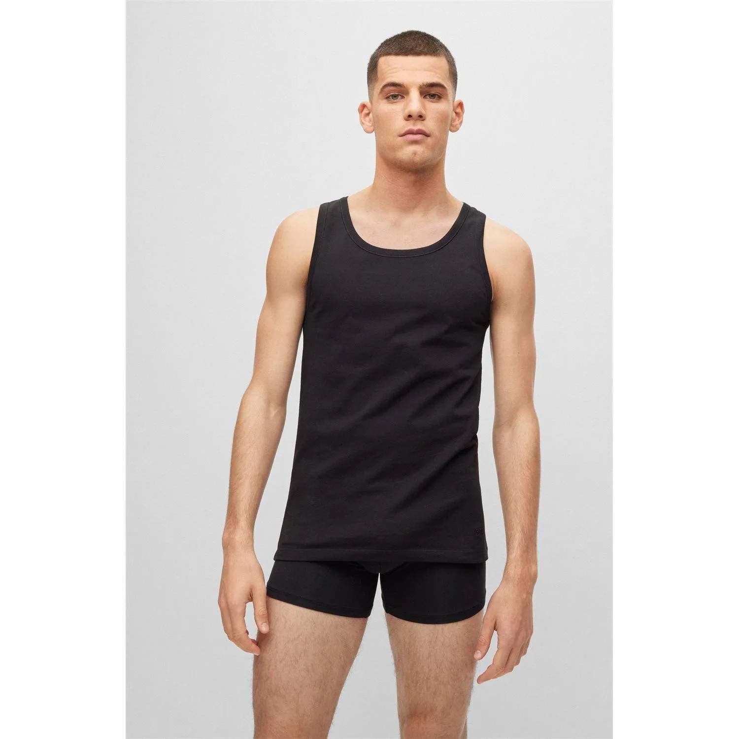 BOSS 3 Pack Classic Cotton Tank Top - Black