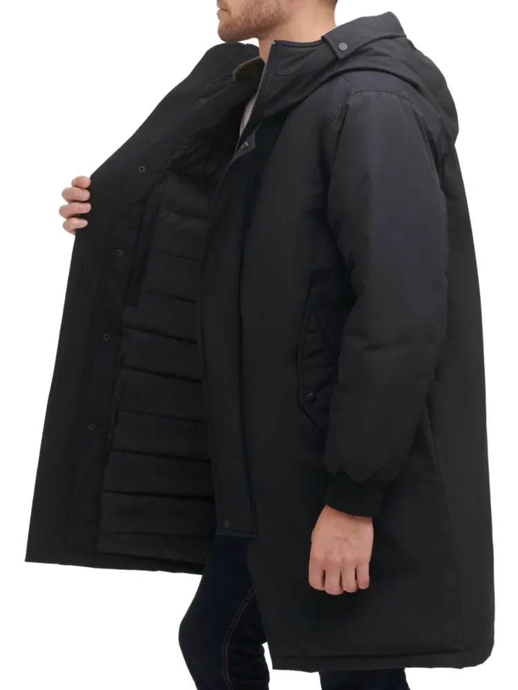 Cole Haan Heavy Tech Faux Fur Hooded Parka in Olive
