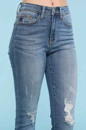 PLUS JUDY BLUE LONG HEM FRAY SKINNY