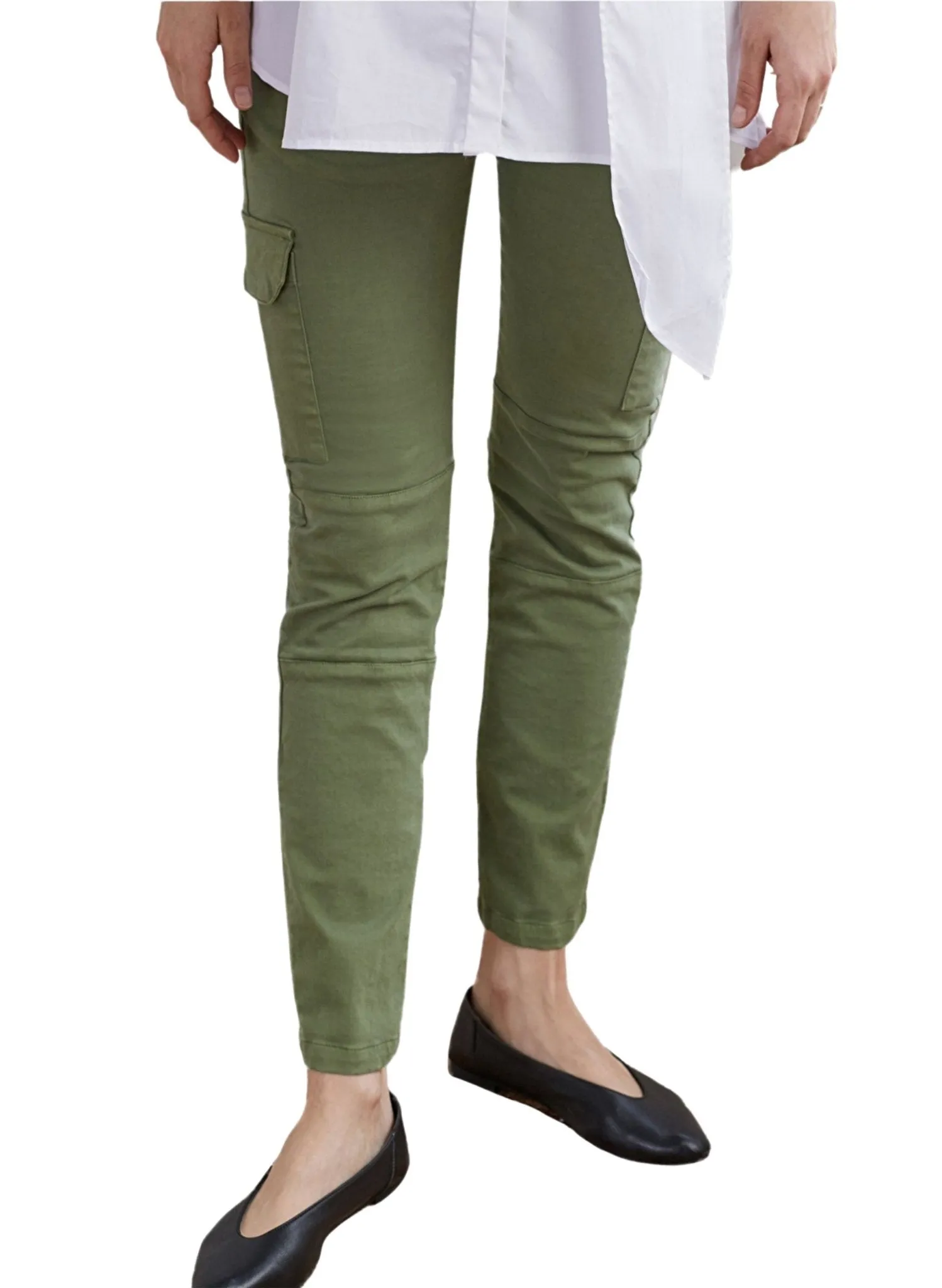Stretch Maternity Cargo Pants - Khaki