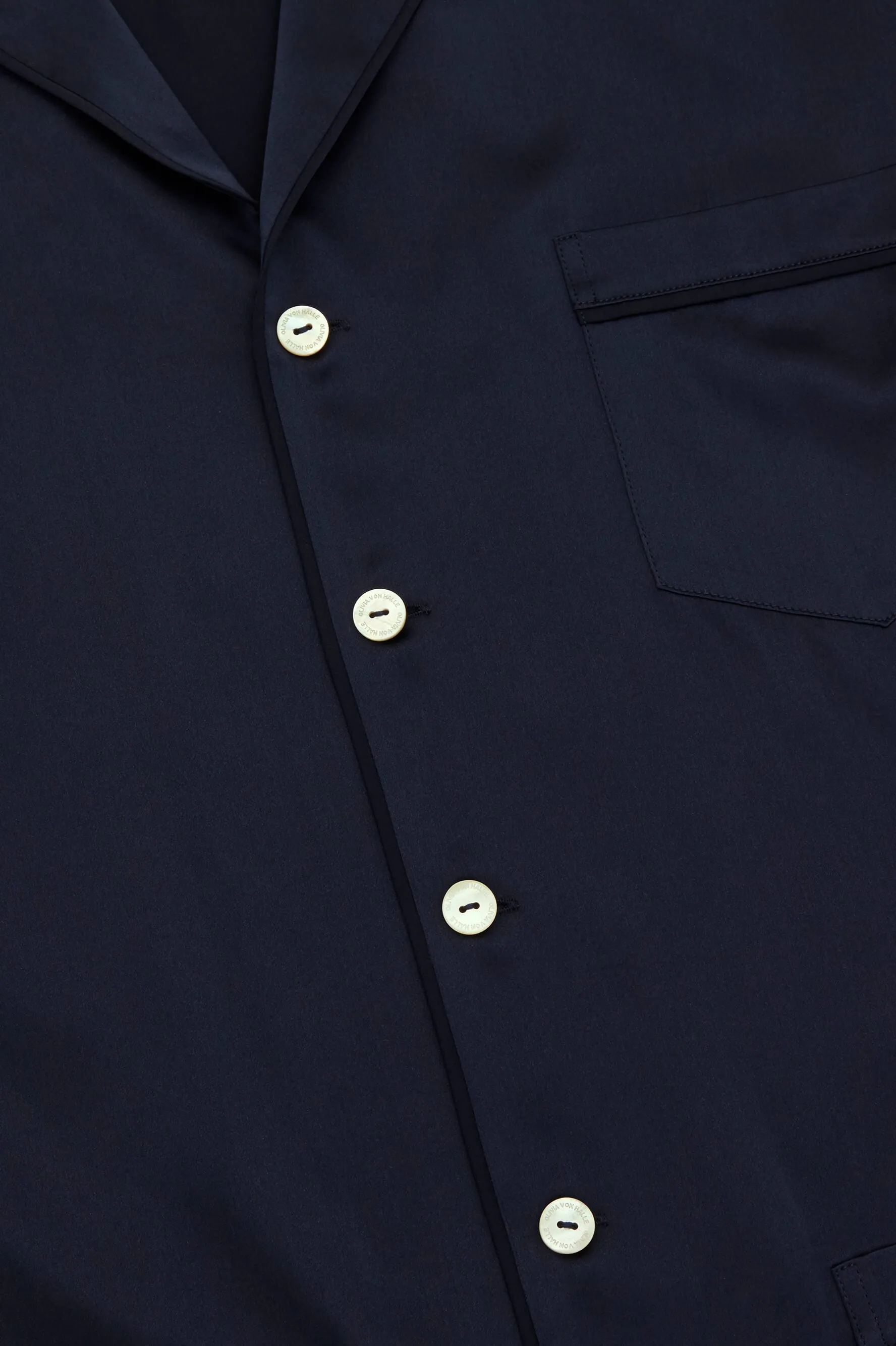 Yves Navy Pajamas in Silk Satin